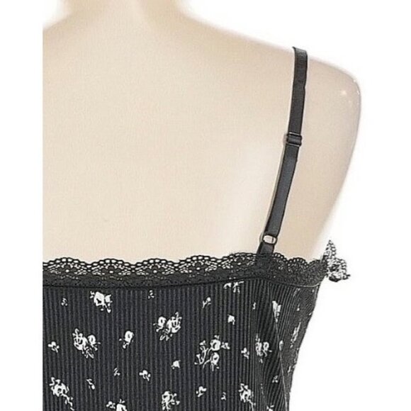 Divided x H&M Black White Floral Strappy Bodycon Mini Dress Croquette Y2K Revive - Picture 12 of 16